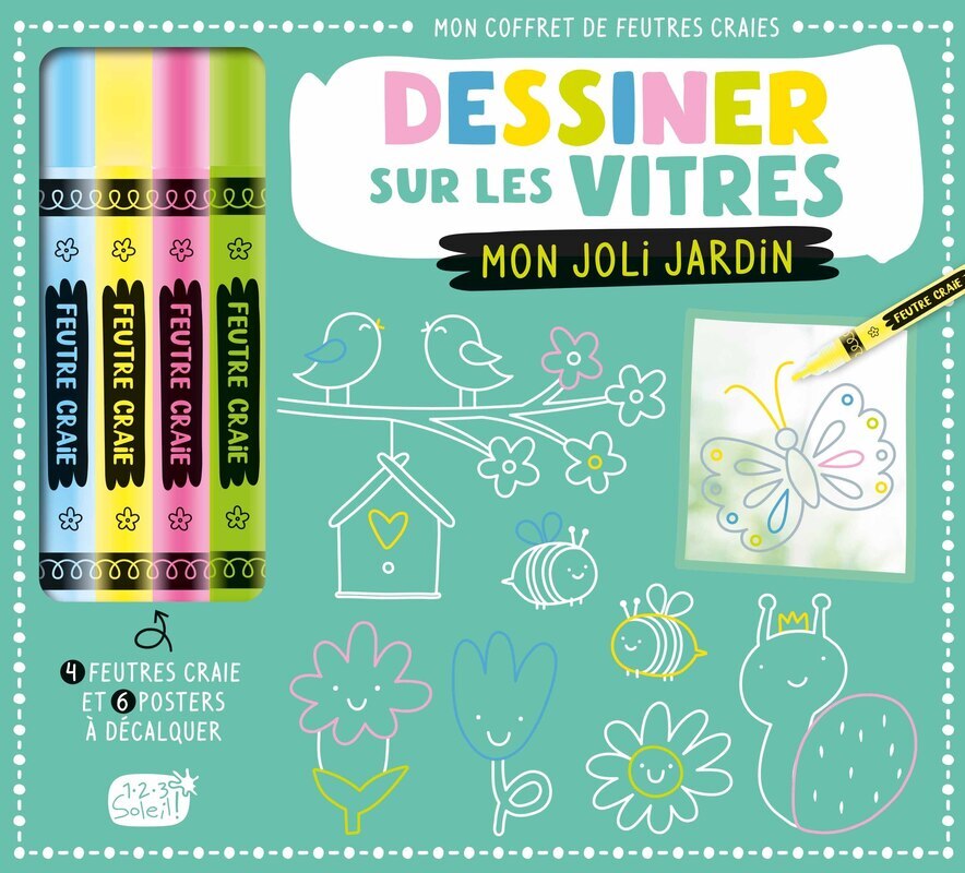 [9782359908527] MON COFFRET DE FEUTRES CRAIE - DESSINER SUR LES VITRES MON JOLI JARDIN