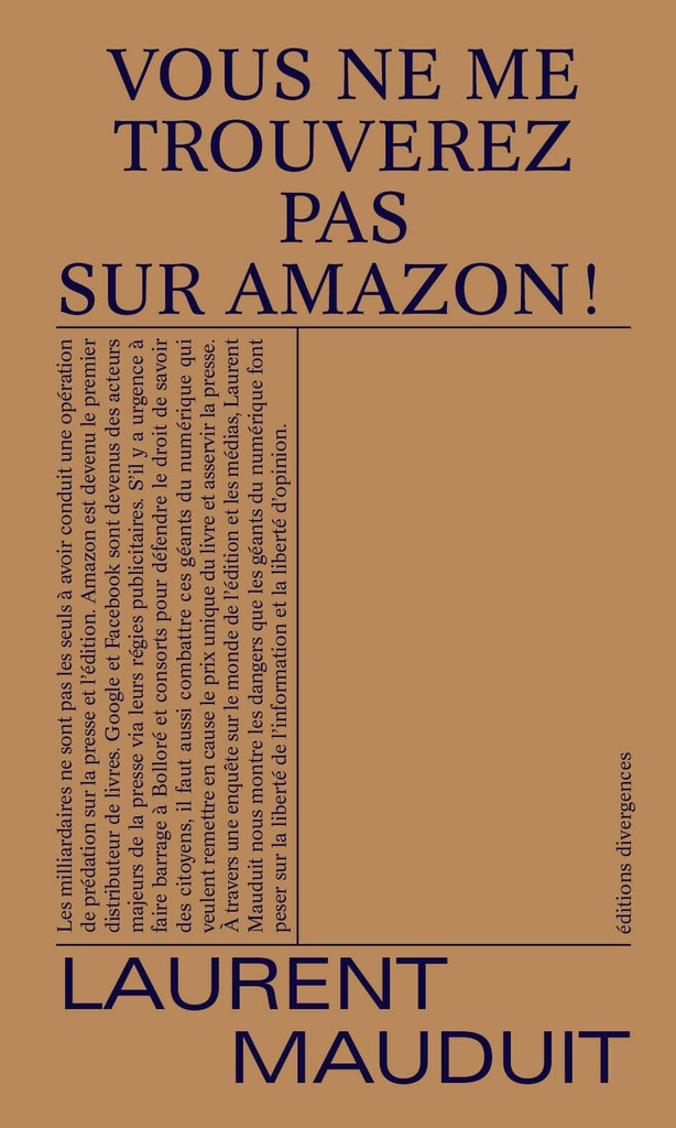 [9791097088675] Vous ne me trouverez pas sur Amazon !