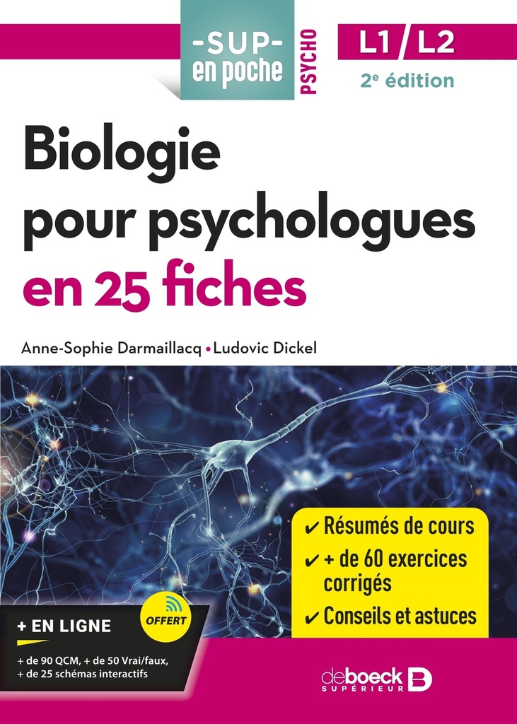 [9782807337671] Biologie pour psychologues en 25 fiches - Licence 1 et 2