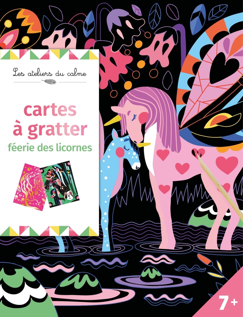 [9782017193685] 8 cartes à gratter féerie des licornes - pochette avec accessoires