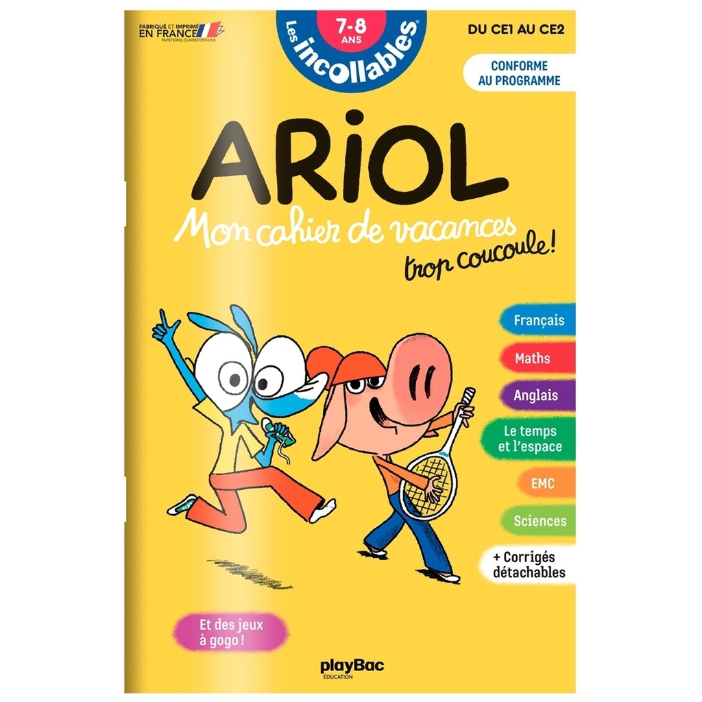 [9782809688245] Cahier de vacances 2026 Ariol - Les incollables - CE1 au CE2 - 7/8 ans