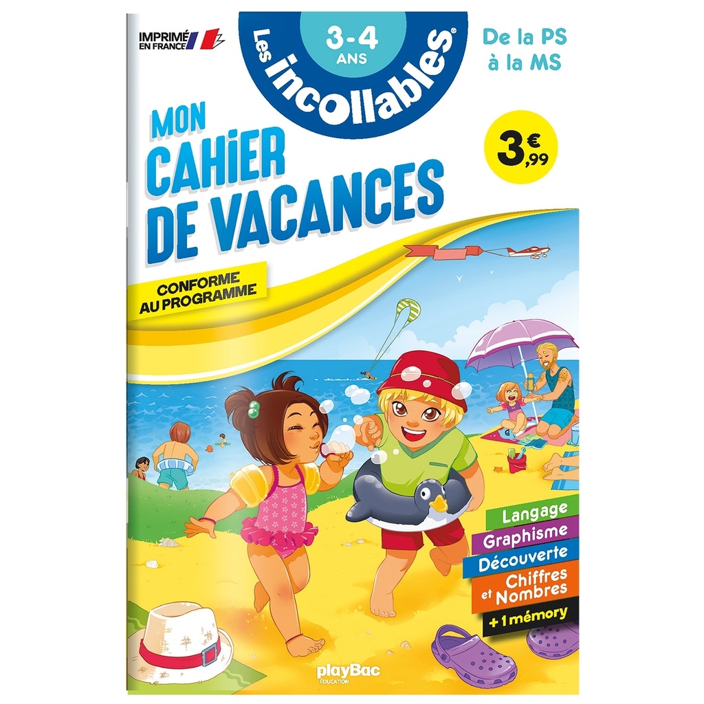 [9782809683844] Cahier de vacances 2026 - Les incollables - Petite Section à Moyenne Section - 3/4 ans