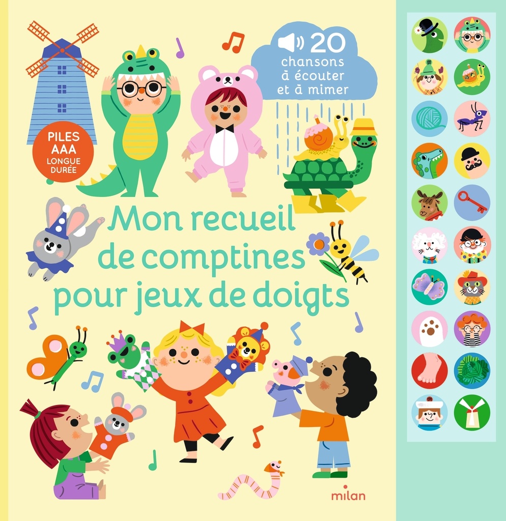 Mon grand livre sonore - Mon recueil de comptines pour jeux de doigts - Dès 1 an
