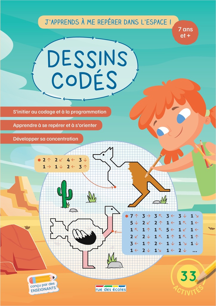 Dessins codés - J'apprends à me repérer dans l'espace ! Dès 6 ans
