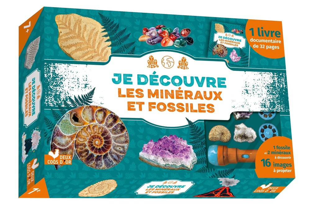 [9782017893745] Je découvre les minéraux et fossiles - coffret avec lampe et kit excavation