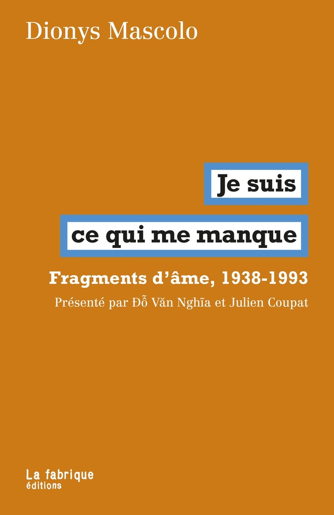 [9782358723077] Je suis  ce qui me manque