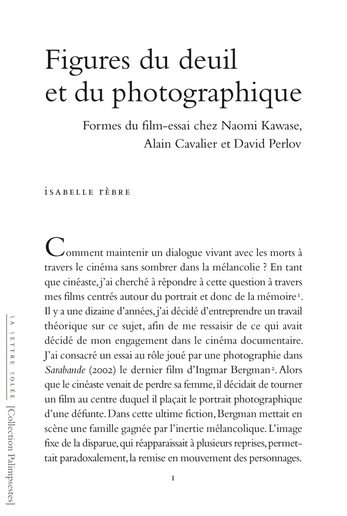 [9782873176631] Figures du deuil et du photographique