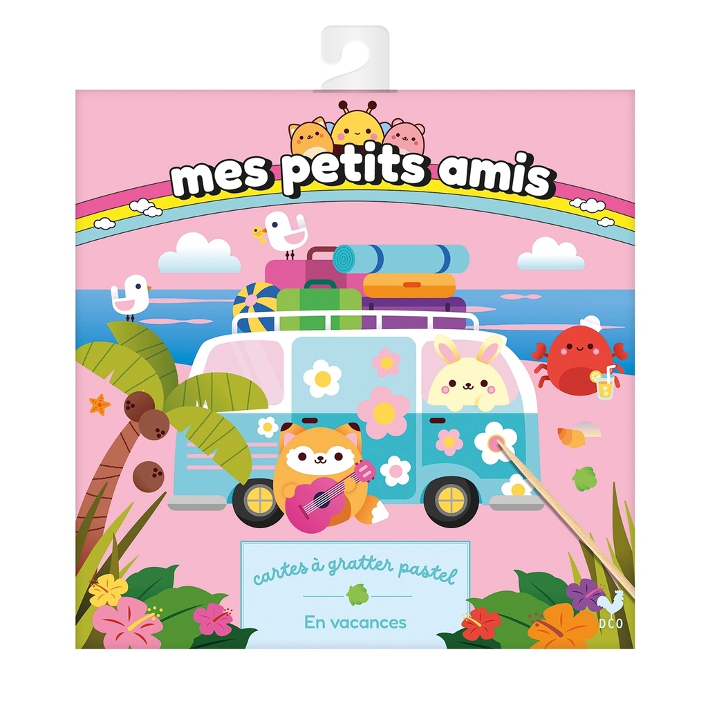 [9782017347194] Mes petits amis - Mes cartes à gratter En vacances ! - pochette avec accessoires