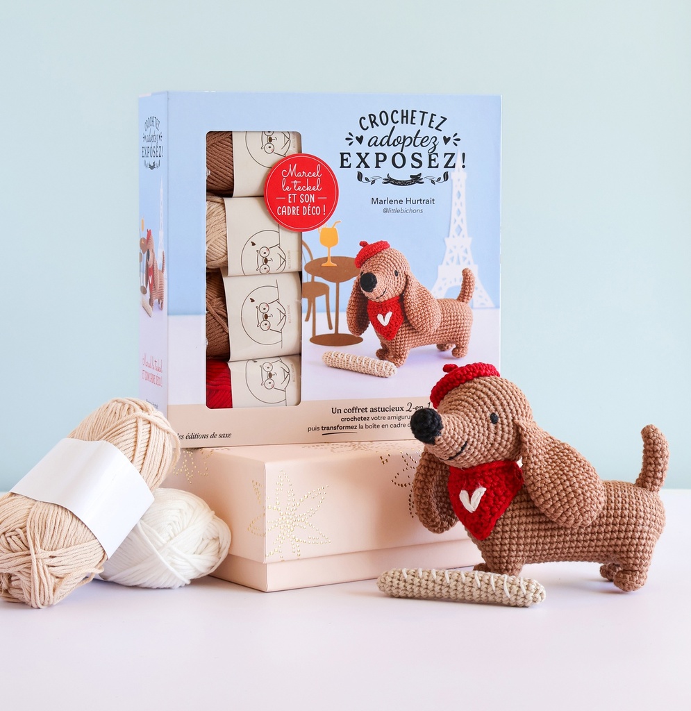 [9782756543192] Crochetez, adoptez, exposez ! Coffret Marcel le teckel au crochet