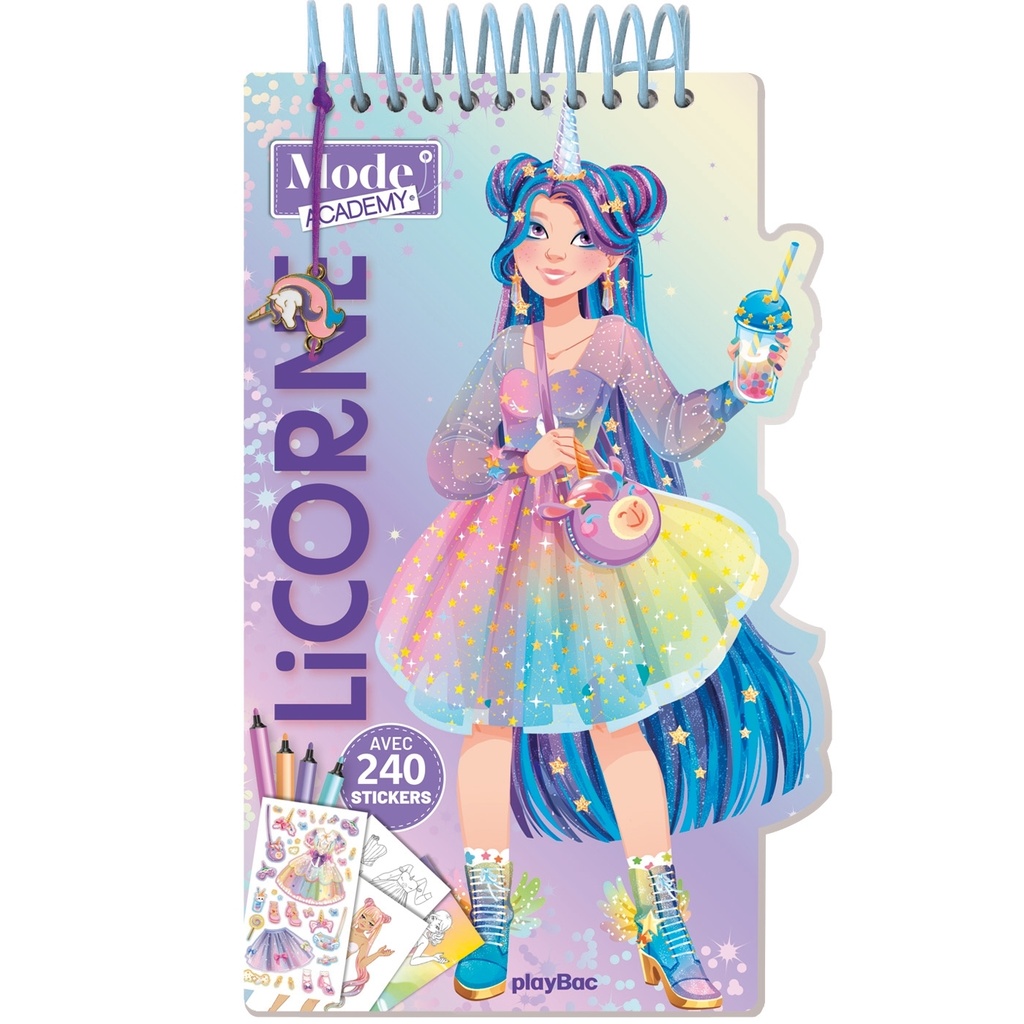 [9791070160145] Carnet créatif Mode Academy Licorne (avec un bracelet)