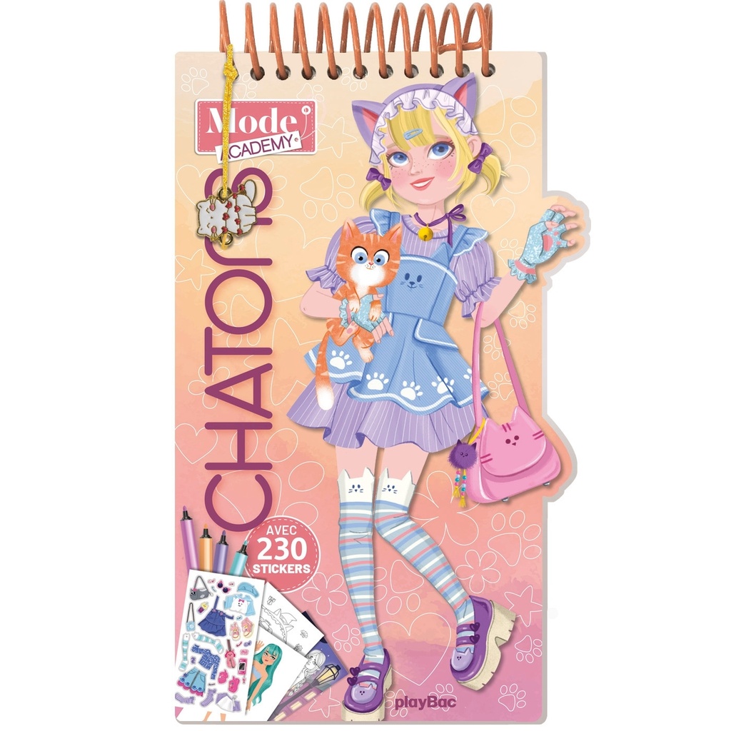 [9791070160138] Carnet créatif Mode Academy Chatons (avec un bracelet)