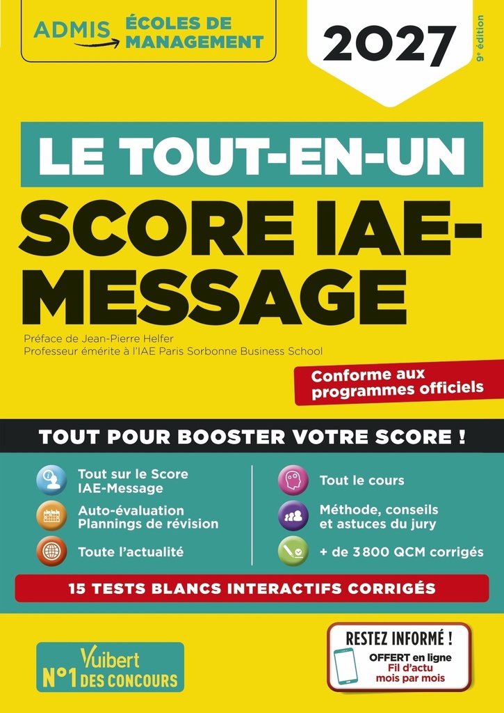 [9782311223590] Le tout-en-un Score IAE-MESSAGE - Sélection 2027