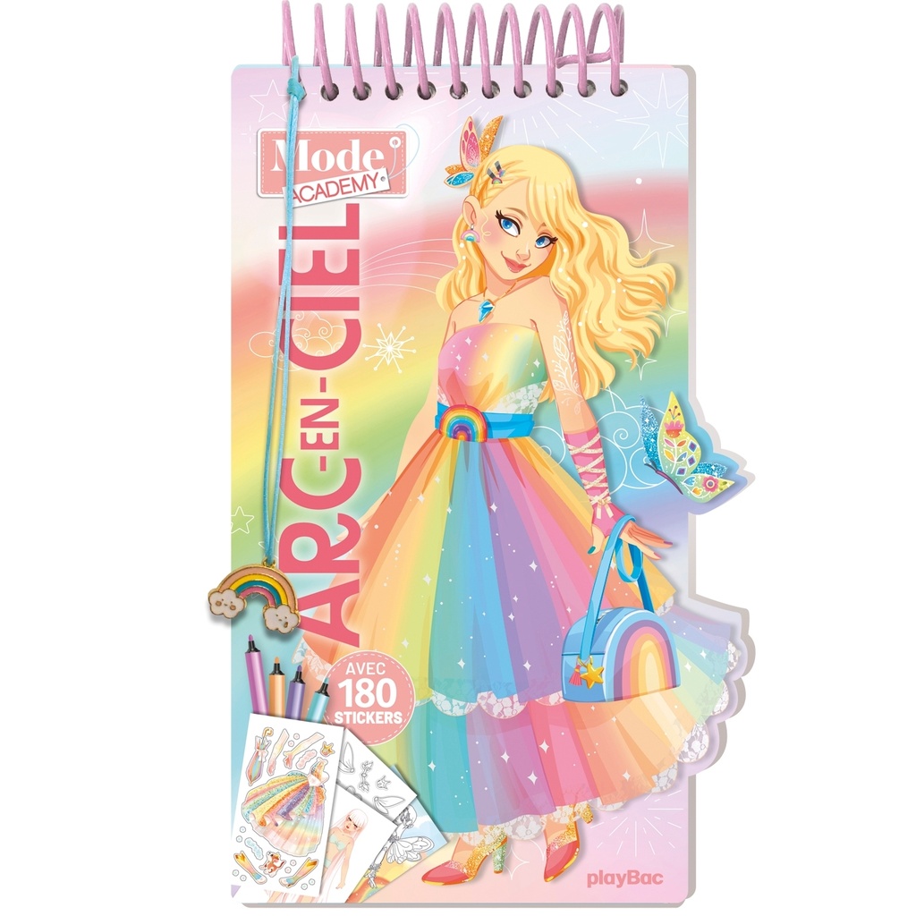 [9791070161647] Carnet créatif Mode Academy Arc-en-ciel (avec un bracelet) NE