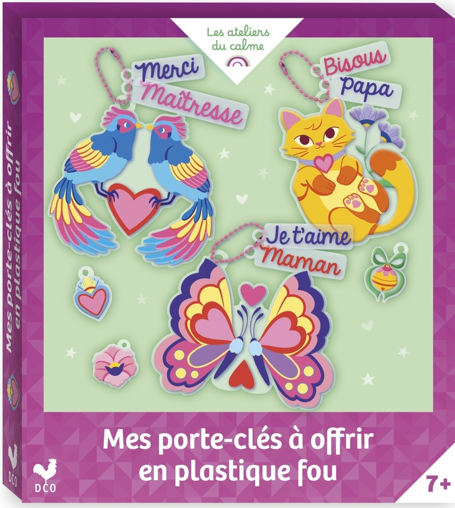 [9782017347354] Mes porte-clés à offrir en plastique fou - mini boîte avec accessoires